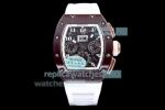 KV Factory Replica Richard Mille RM011 Ceramic Chronograph Watch White Rubber Band
